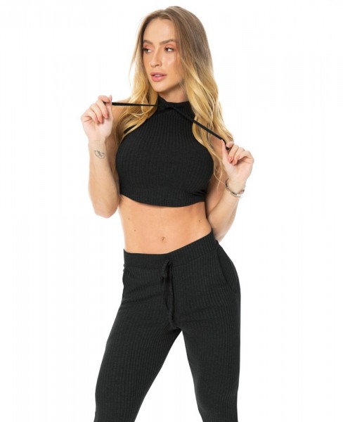 Cropped Top Cosy Schwarz LET´SGYM